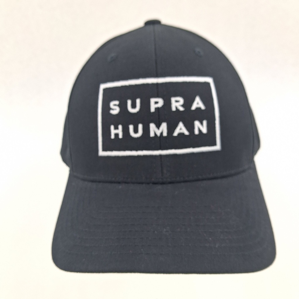 Supra Human Yupoong Hat Cap Snap Back One Size Black Twill Mens Baseball